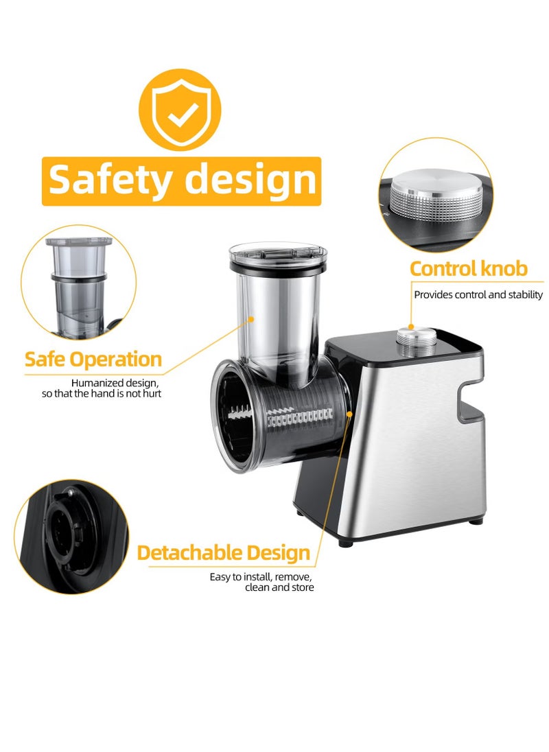 FlashHawk 7 in 1 Professional Electric Cheese Grater and Slicer, 300W, for Vegetable, Block Cheese, Salad Maker, Shredded Carrot, Zucchini for Home Kitchen - Image 4